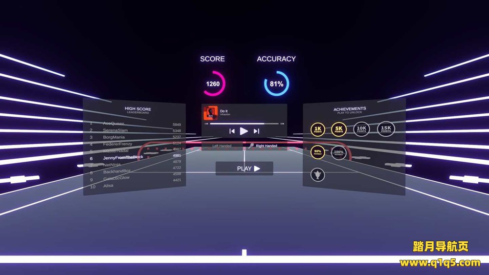 Oculus Quest 游戏《体验网球》Slam